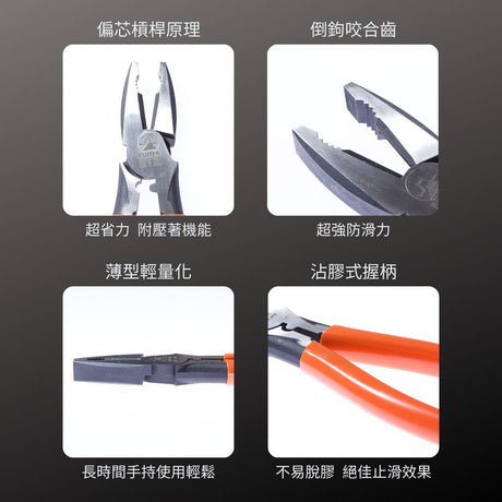 FUJIYA_強力膠柄鋼絲鉗_200mm(3000TP-200)_特色